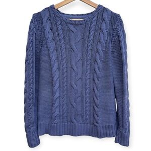 LL Bean 100% Cotton Double L Cable Knit Sweater